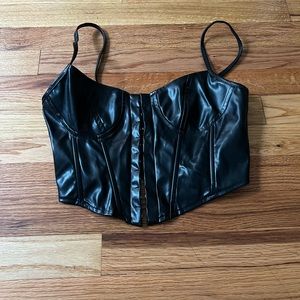 Black vegan leather corset.